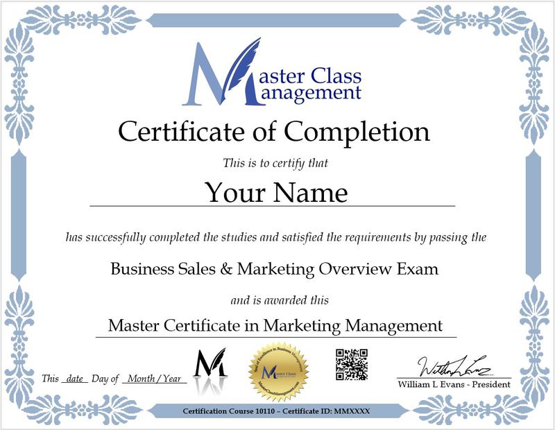 Master Certificate in Marketing Management